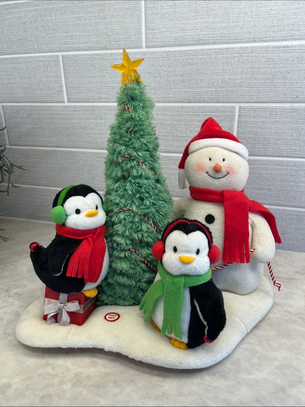Hallmark Festive Singing Snowman & Penguin Holiday Decor With Lighted Tree
